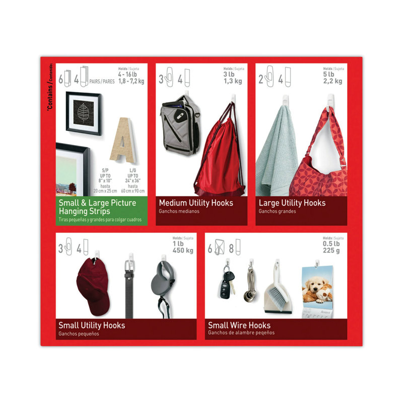 Assorted Size White Plastic and Metal Picture Hanger Kit