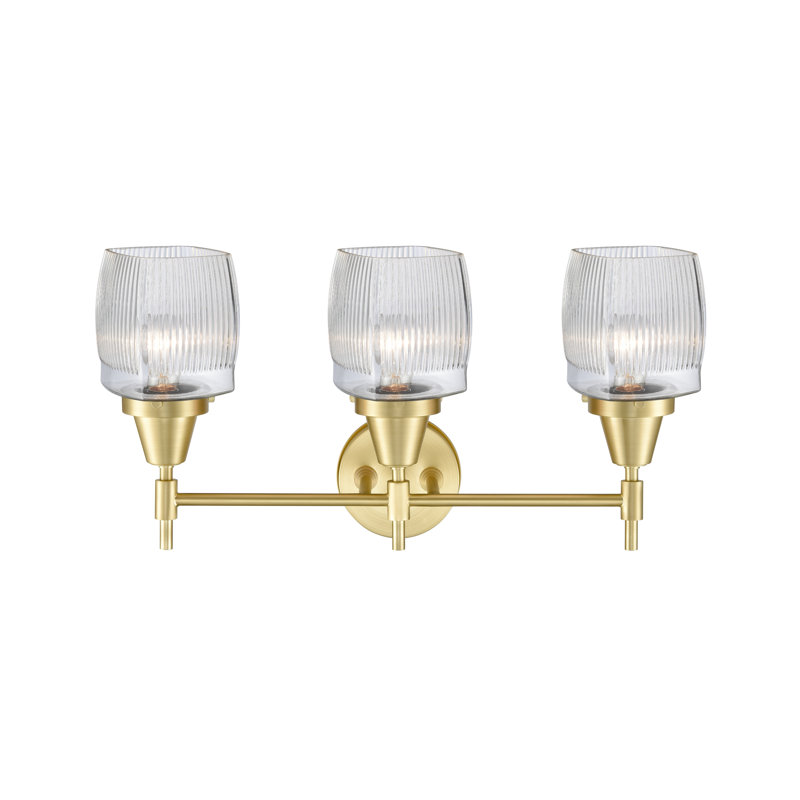 Éclairage pour meuble-lavabo à 3 lumières à intensité variable Gayle, Blanc mat, Laiton satiné, Ampoule non incluse