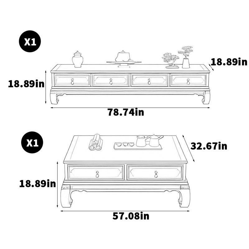 Ensemble de tables basses New China