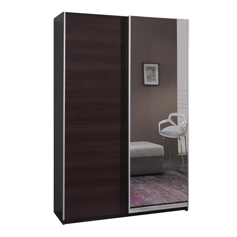 Mikole 2 Door Manufactured Wood Wardrobe, Chestnut Wenge