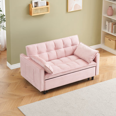 Modern 55" 3-in-1 couch folding sofa bed with two lumbar pillows for living room and office
