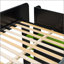Lit double superposé en bois pleine grandeur avec bureau à hauteur réglable, garde-robe et amplement d'espace de rangement, pour la vie compacte et les études-1342780641