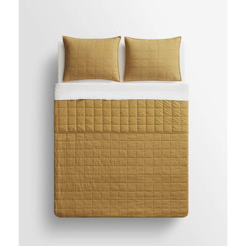 Ester Bedding Set, Mustard, King Quilt + 2 King Shams