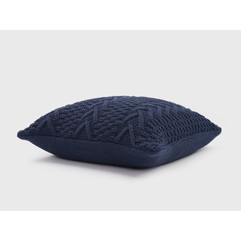 Navy Chunky Sweater Knit Square Throw Pillow 20" x 20"