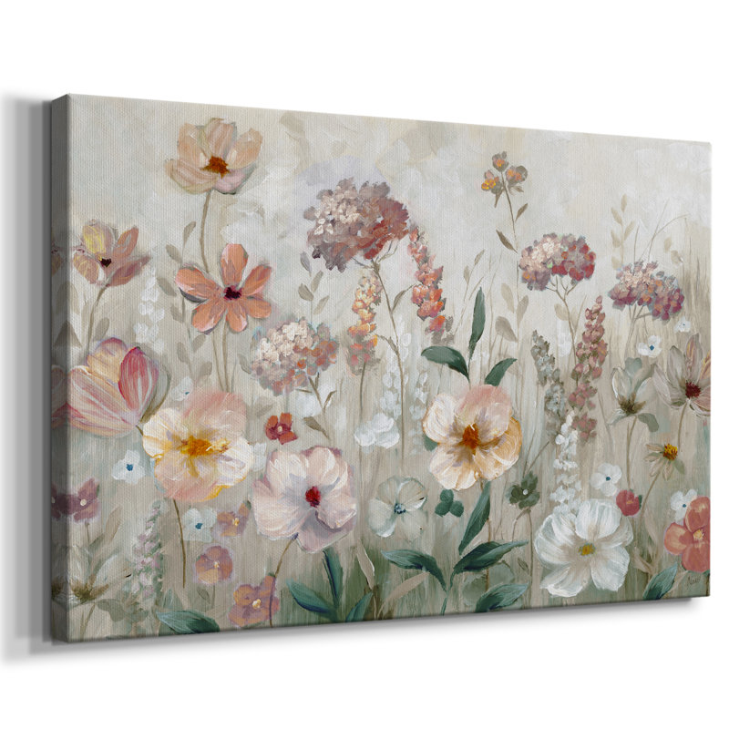 «Field of Spring» - Toile tendue avec châssis encadré - Prêt à être accroché, H 21 po x l 41 po