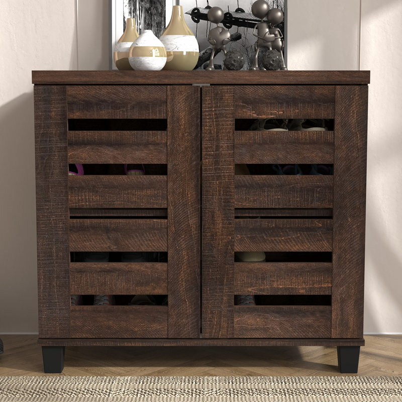 Lismore 12 Pair Shoe Storage Cabinet, Dusty Walnut