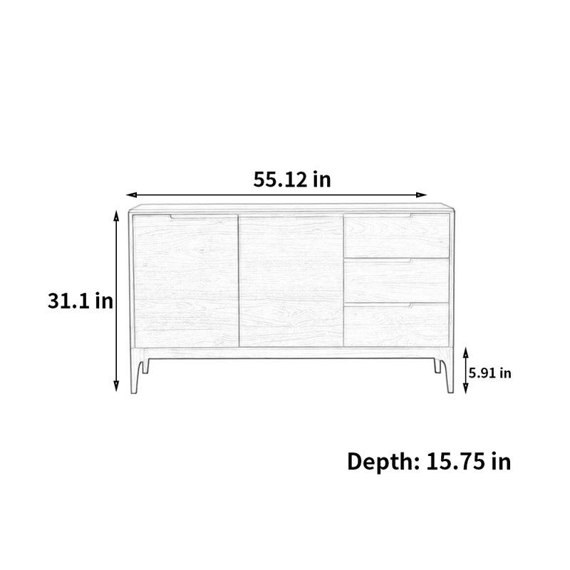 Simple Solid Wooden Sideboard Storage Cabinet
