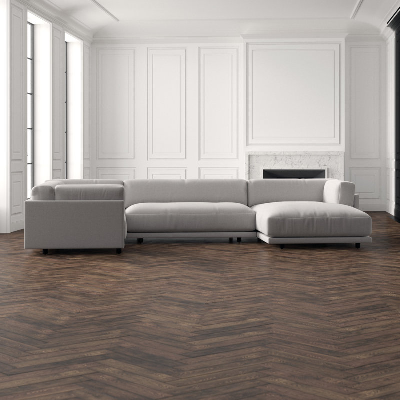 Sunday Chaise Sectional, Left Hand Facing, Agnew Gray Textured Basketweave