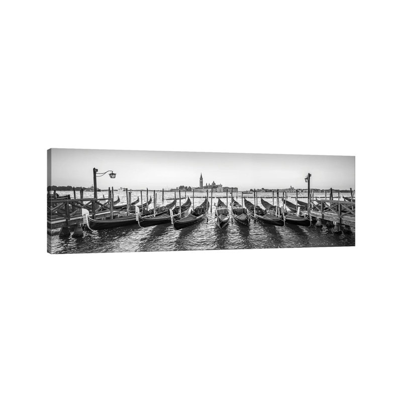 Panoramic View Of San Giorgio Maggiore With Gondolas, Venice, Italy by Jan Becke - Wrapped Canvas Panoramic Print
