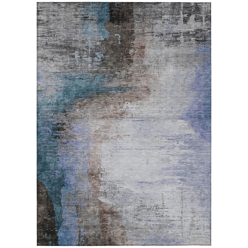Machine Washable Indoor/Outdoor Xhevrie Brown Rug, Rectangle 9' x 12'