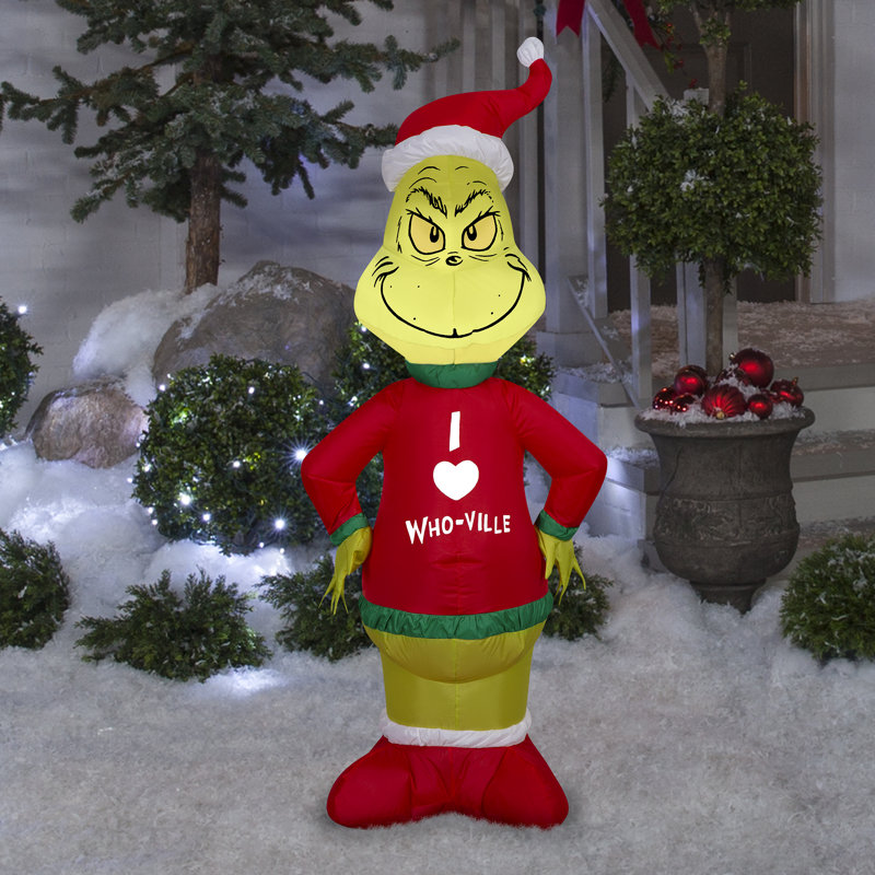 Christmas Inflatable Grinch in Who Ville Sweater
