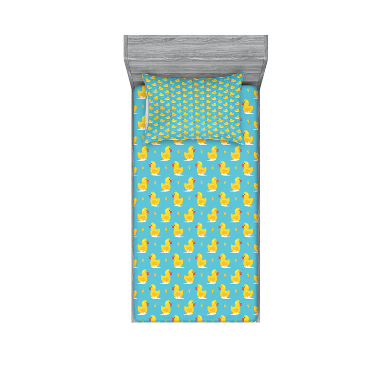 Drap-housse et coussin décoratif Ambesonne, Ensemble de draps pour lit simple + 3 pièces supp