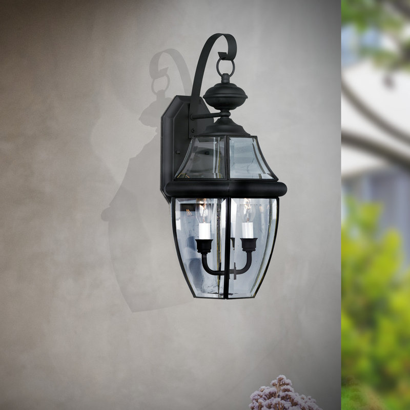 Lanterne murale d’extérieur 2 lumières del Liveva, Noir, H 7,25 po x l 6,25 po x P 6,25 po
