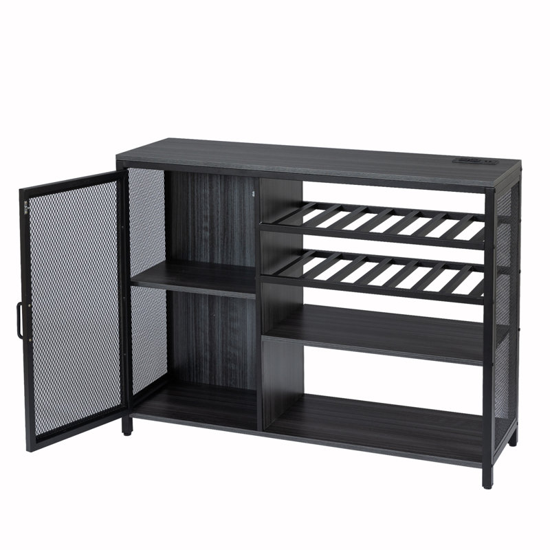 Bar, armoire à vin, crédence de rangement pour boissons alcoolisées, buffet avec support à vin, Gris