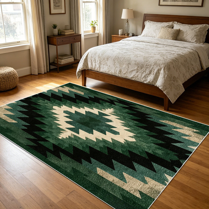 1PC Southwestern Aztec Geometric Tribal Pattern area rugs for Living Room, Soft and Comfortable, Suitable for all seasons, easy-to-maintain, machine washable Indoor floor mat, Under Table Farmhouse suitable for dining area, bedroom, entryway,