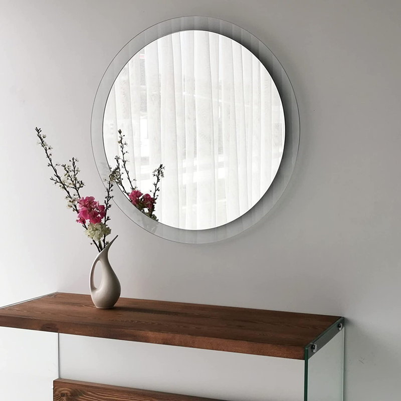 Floraine Glass Flat Wall Mirror, White Transparent, Novelty 75 x 55 cm