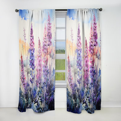 Meadow Wild Lupine Serenade - Traditional Curtain - Velvet Room Darkening - 1 Panel