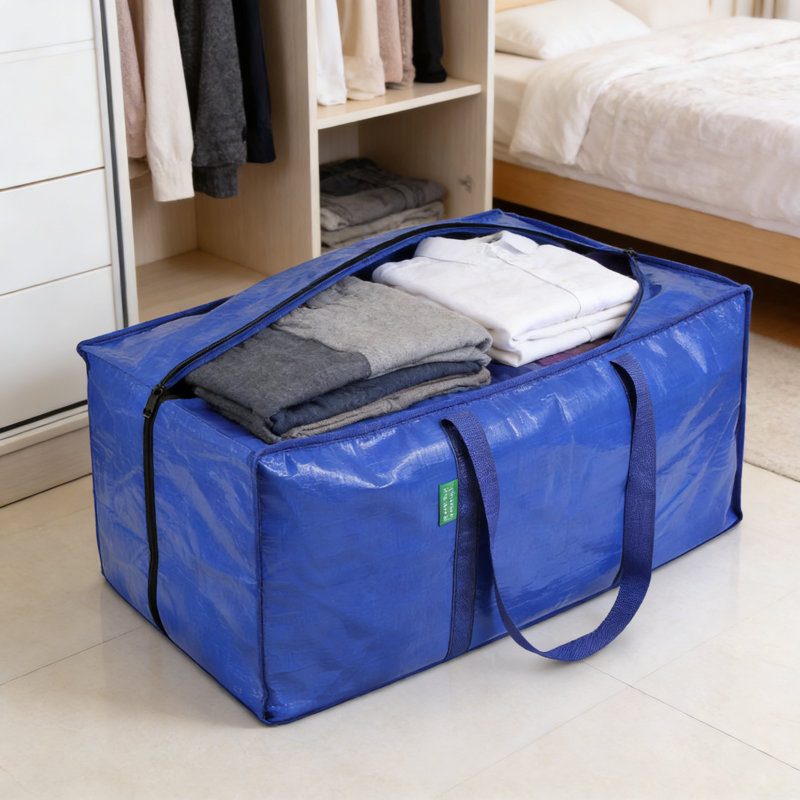 Heavy Duty Moving Bags With Strong Zipper And Carry Handles - Stackable Storage Bins For Clothes, Packing, And Home Organization