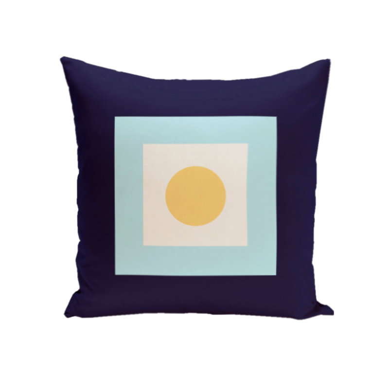 Housse et insert de coussin géométrique carré, H 20 po x l 20 po, Bleu marine / citron