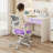 Kids Desk Chair Children Study Chair with Adjustable Height, Armrest & Footrest Purple-310912733