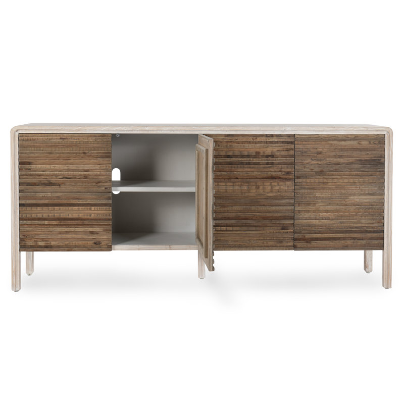 Buffet en bois d'orme massif de 79 po Spencer, Blanc / brun