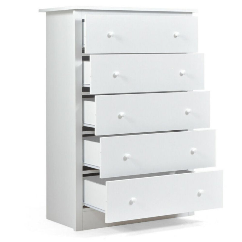 Commode à cinq tiroirs, Blanc