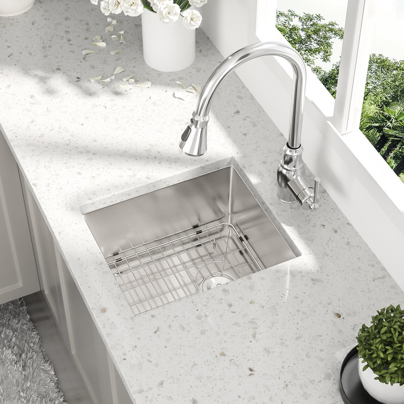 15 Inch Undermount Sink - 15"X17"X10", Stainless Steel 16 Gauge, Single Bowl 10 Deep, & Attractive, Brushed Satin, Soundproof, Condensation, Slope Drain Design Kitchen Gauge Bowl, Handcrafted Satin