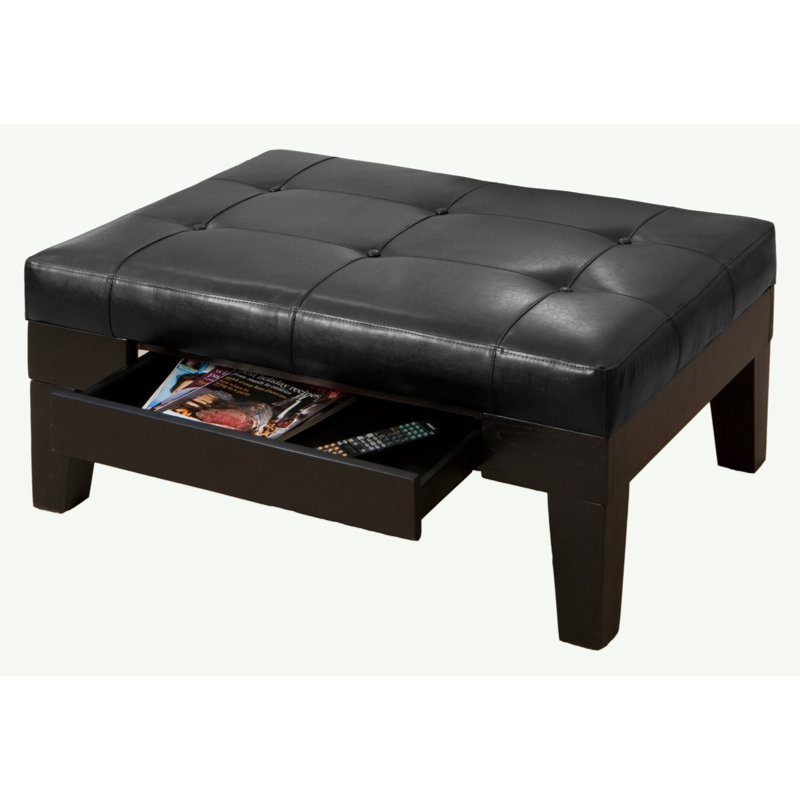 OTTOMAN WITH DRAWER, Black
