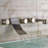 Brushed Nickel Triple Handle Wall-Mounted Waterfall Tub Faucet – Elegant Design with Hand Shower