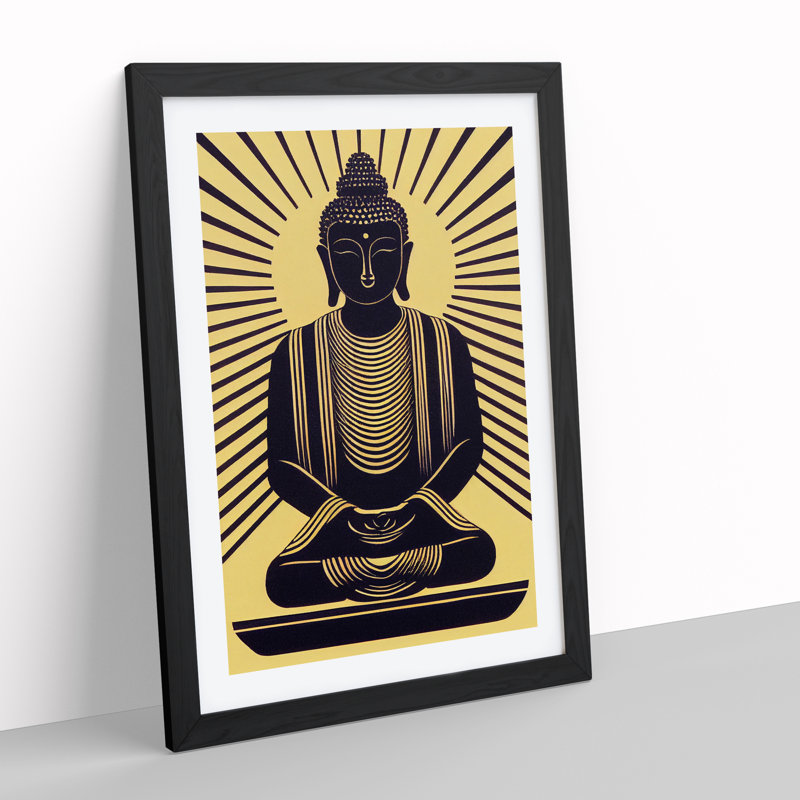 XV1022-2634X Magnetic Buddha - Single Picture Frame Print, Black, 64cm H x 46cm W x 2cm D