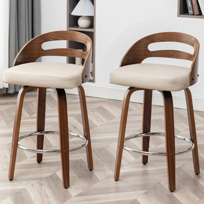 Hesson Swivel Upholstered Faux Leather Counter Stool
