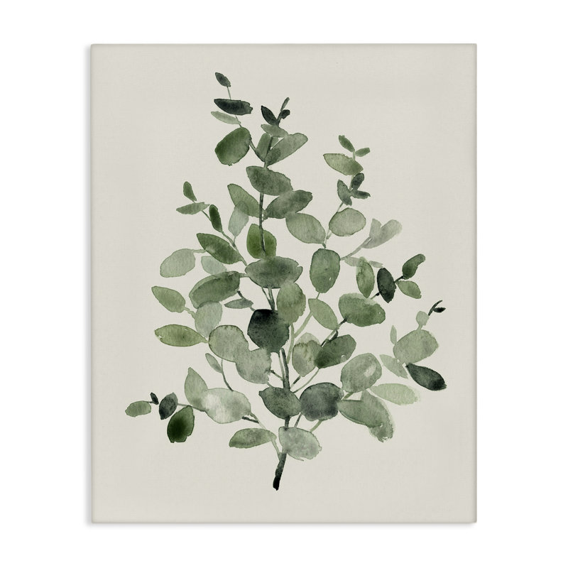 Art mural en toile moucheté feuilles botaniques vertes, design par Carol Robinson, H 48 po x l 36 po