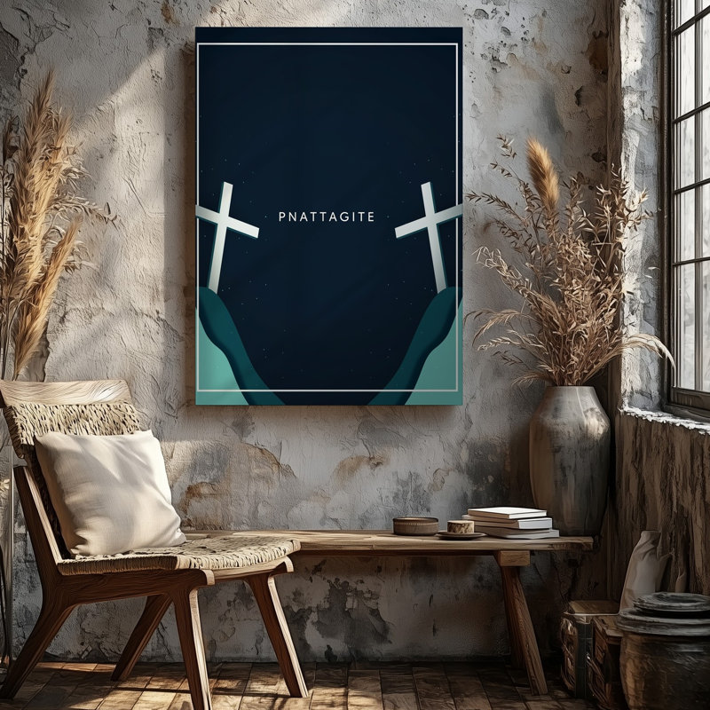 Reproduction d'art numérique sur toile noir, H 12 po x l 9 po