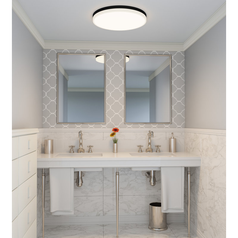 Acrylic LED Flush Mount, Matte Black White