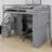 Storage Loft Bed Frame With Built-In Wardrobe, Study Desk, Shelves And Integrated Lights-1129286578