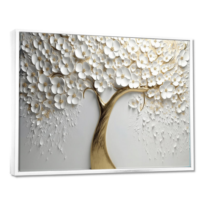 Orchidée blanche jardin de branches V - impression d'art mural floral - non texturé, H 24 po x l 32 po, Blanc