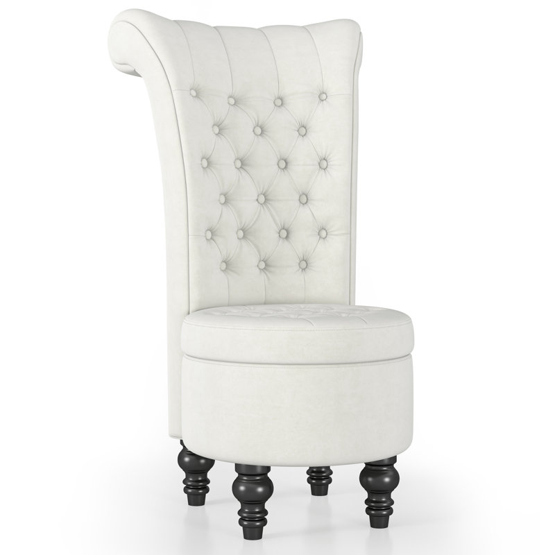 Fauteuil à oreilles 26 po en velours capitonné Esther, Velours beige