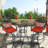 Jayc 2 - Person Square Outdoor Patio Bar Dining Sets with Cushions, Outdooor 3 Pieces Bar Height Dining Set with Swivel Chairs & Metal Slat Table