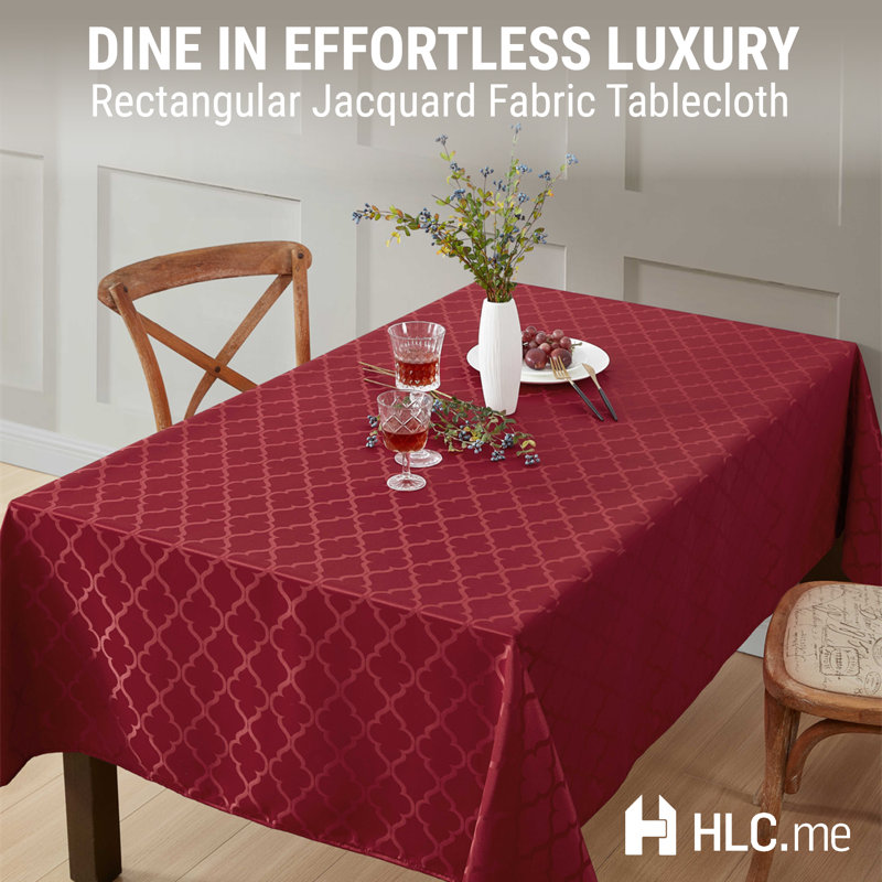Sarok Rectangle Geometric Jacquard Tablecloth, 144" L x 60" W, Burgundy