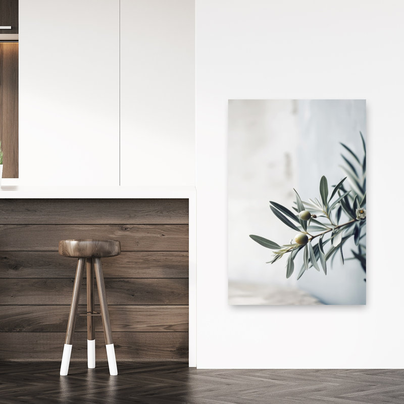 Olive Sérénité Affiche murale contemporaine élégante et minimaliste représentant une plante naturelle, 48" H x 32" W