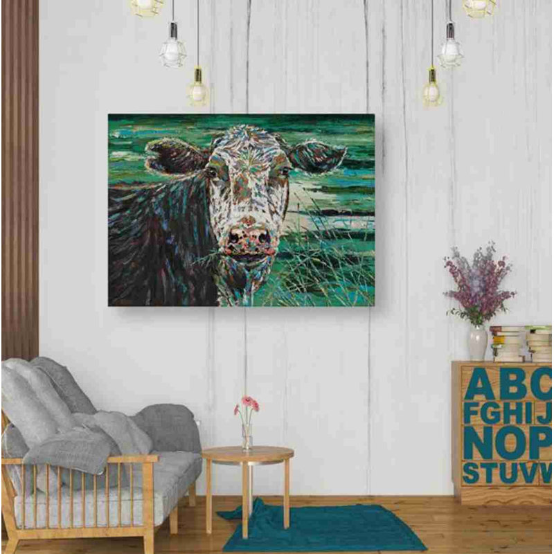 «Marshland Cow II» par - impression sur toile tendue, H 26 po x l 34 po x P 1,5 po