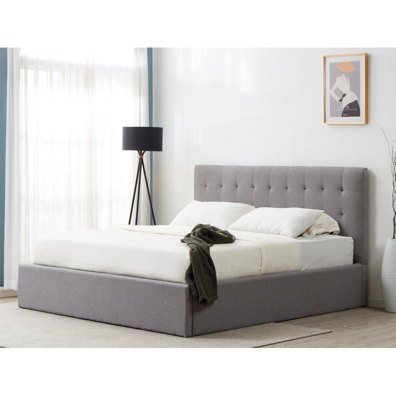 Avri Upholstered Platform Bed, Queen, Light Gray