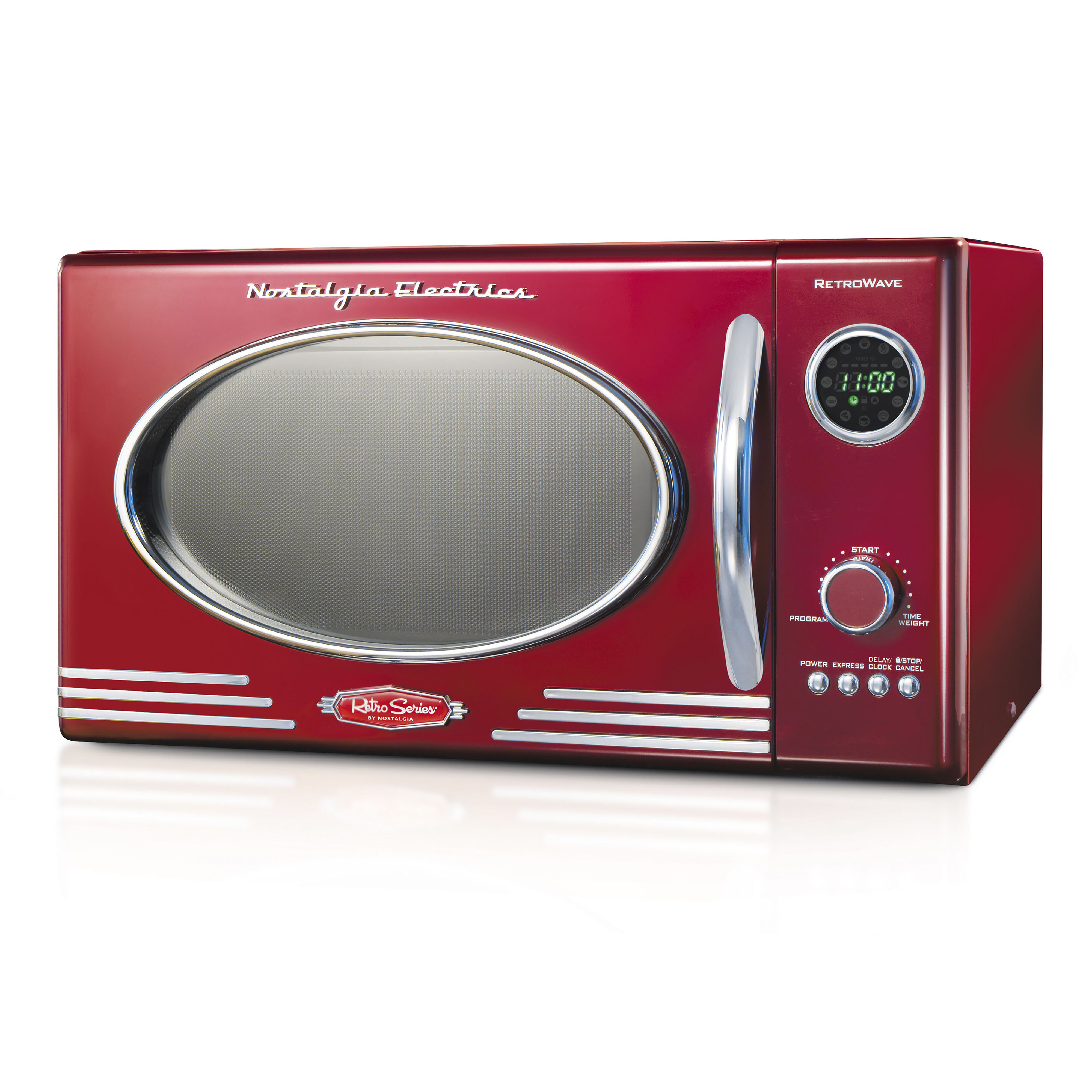  Nostalgia Retro Compact Countertop Microwave Oven - 0.7 Cu. Ft.  - 700-Watts with LED Digital Display - Child Lock - Easy Clean Interior -  Red : Home & Kitchen