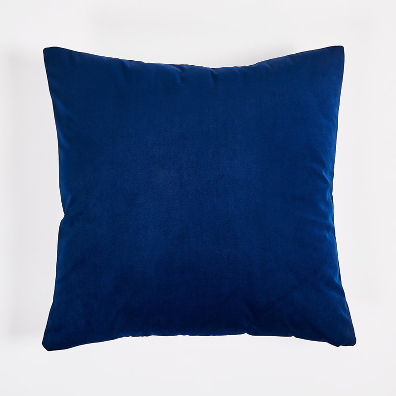 Coussin en velours de couleur unie, Carré, H 18 po x l 18 po, Bleu marine