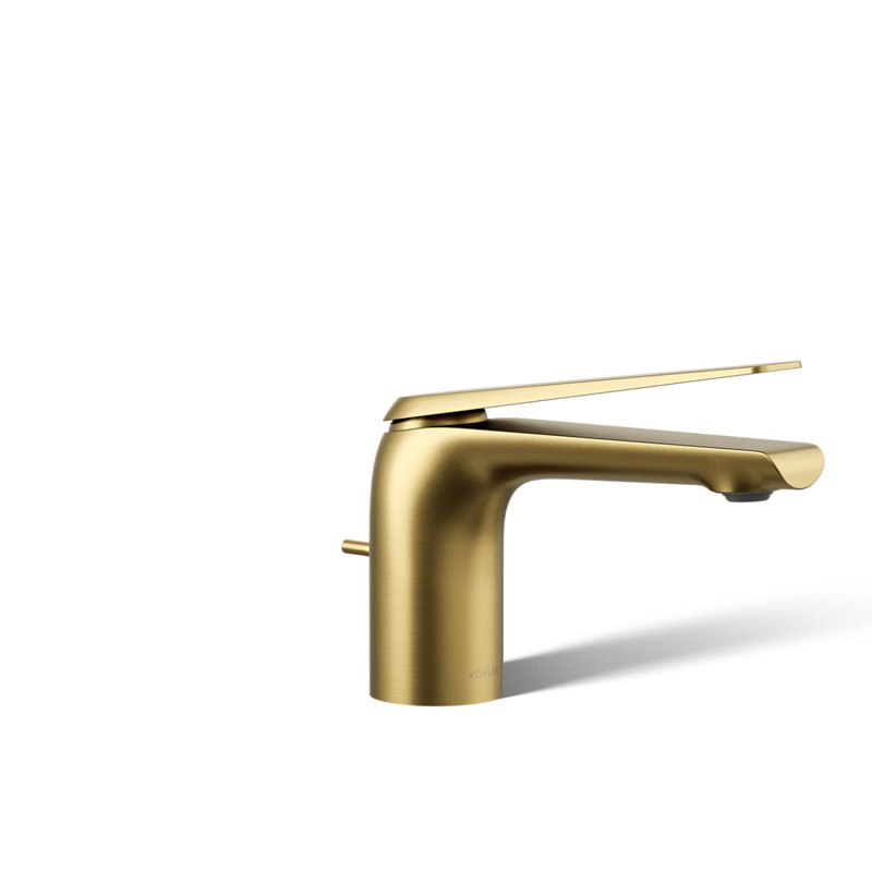 Robinet de lavabo de salle de bain à poignée simple Avid, Laiton brossé moderne éclatant