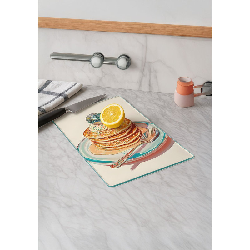 Durable Tempered Glass Cutting Board, 7.9 x 11.8 inches | 100% Antibacterial, Non-Slip Silicone Feet | Easy Clean Surface, Perfect for Food Prep & Kitchen Use, Not Dishwasher, Microwave, or Oven Safe