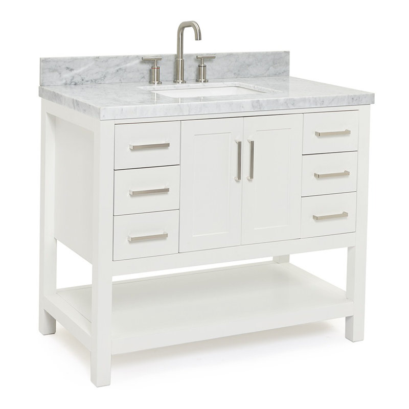 Ensemble de meuble-lavabo simple 43 po Moille, Blanc, Rectangular