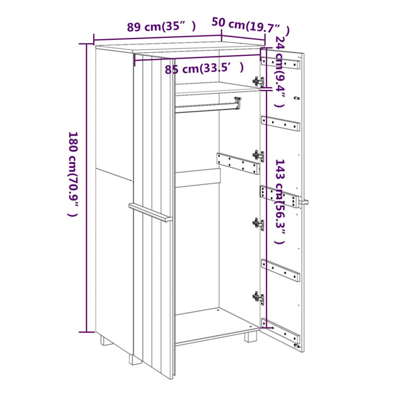 Jabier 2 Door Solid + Manufactured Wood Wardrobe, Honey Brown