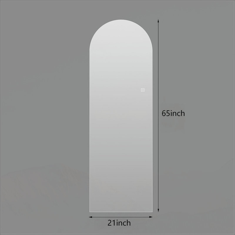 65" x 21" LED Full Length Wall Mirror, Symmetrical Arch Design, 3-Color Dimmable Lighting, Shatterproof