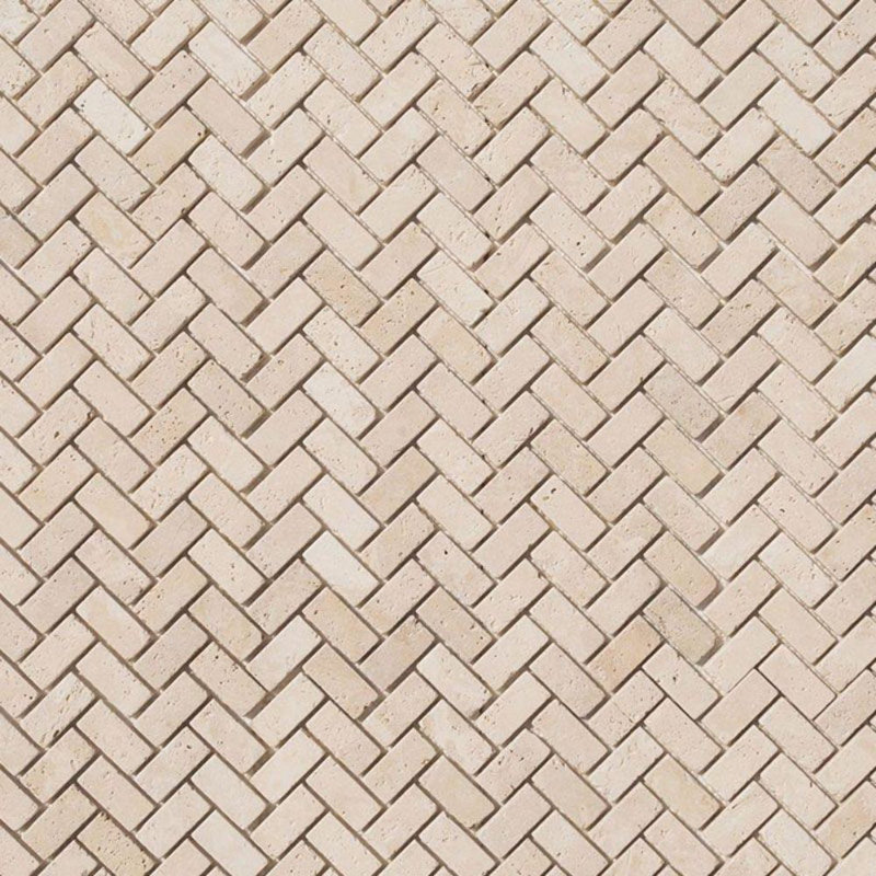 1" x 2" Travertine Chevron Mosaic Wall & Floor Tile